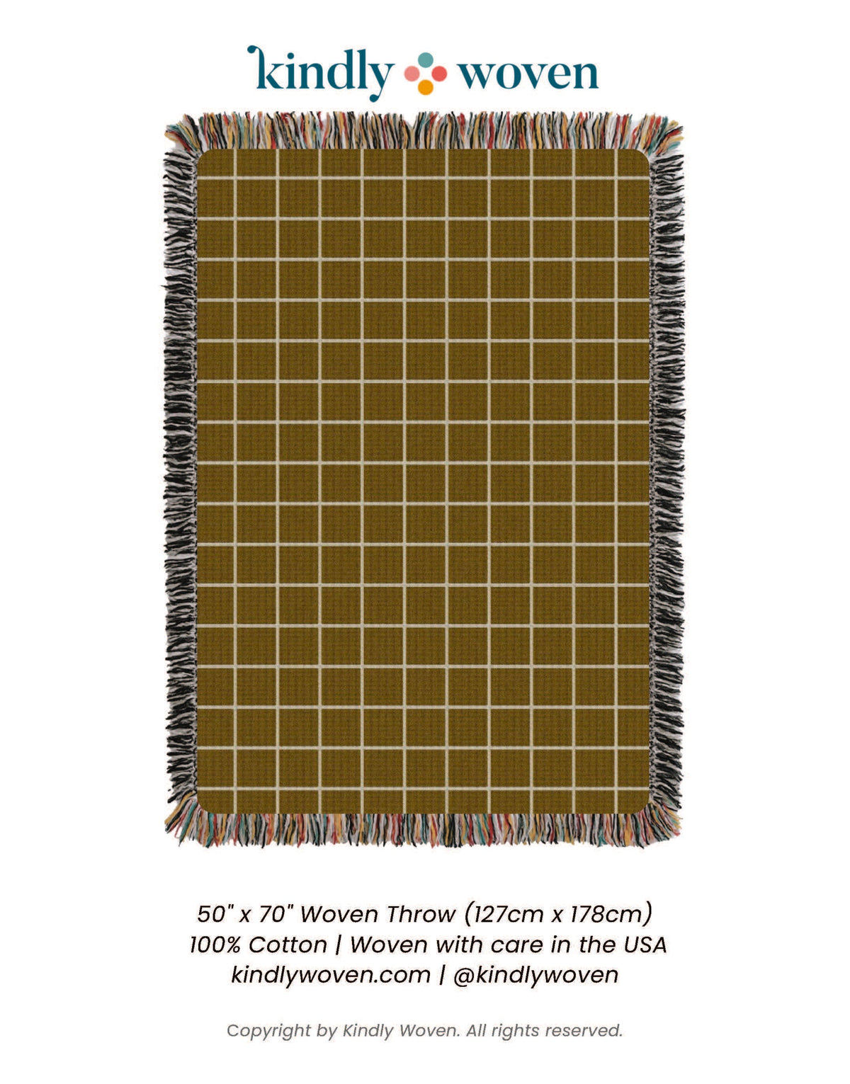 Golden Brown Grid Jacquard Woven Throw