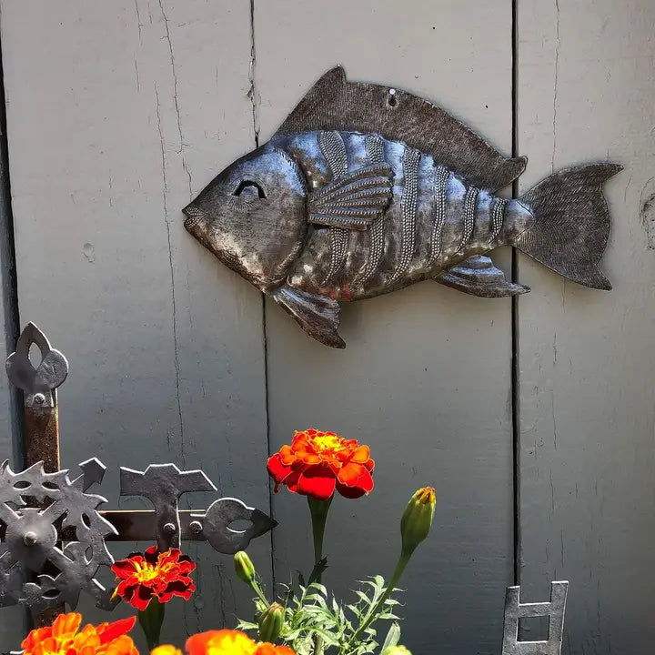 Haitian Metal Tropical Fish Wall Art Fair Trade 11" x 7"