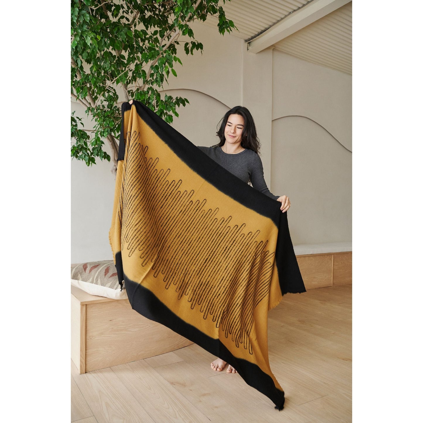 Handwoven Topaz Brown Myrtle Drift Merino Throw