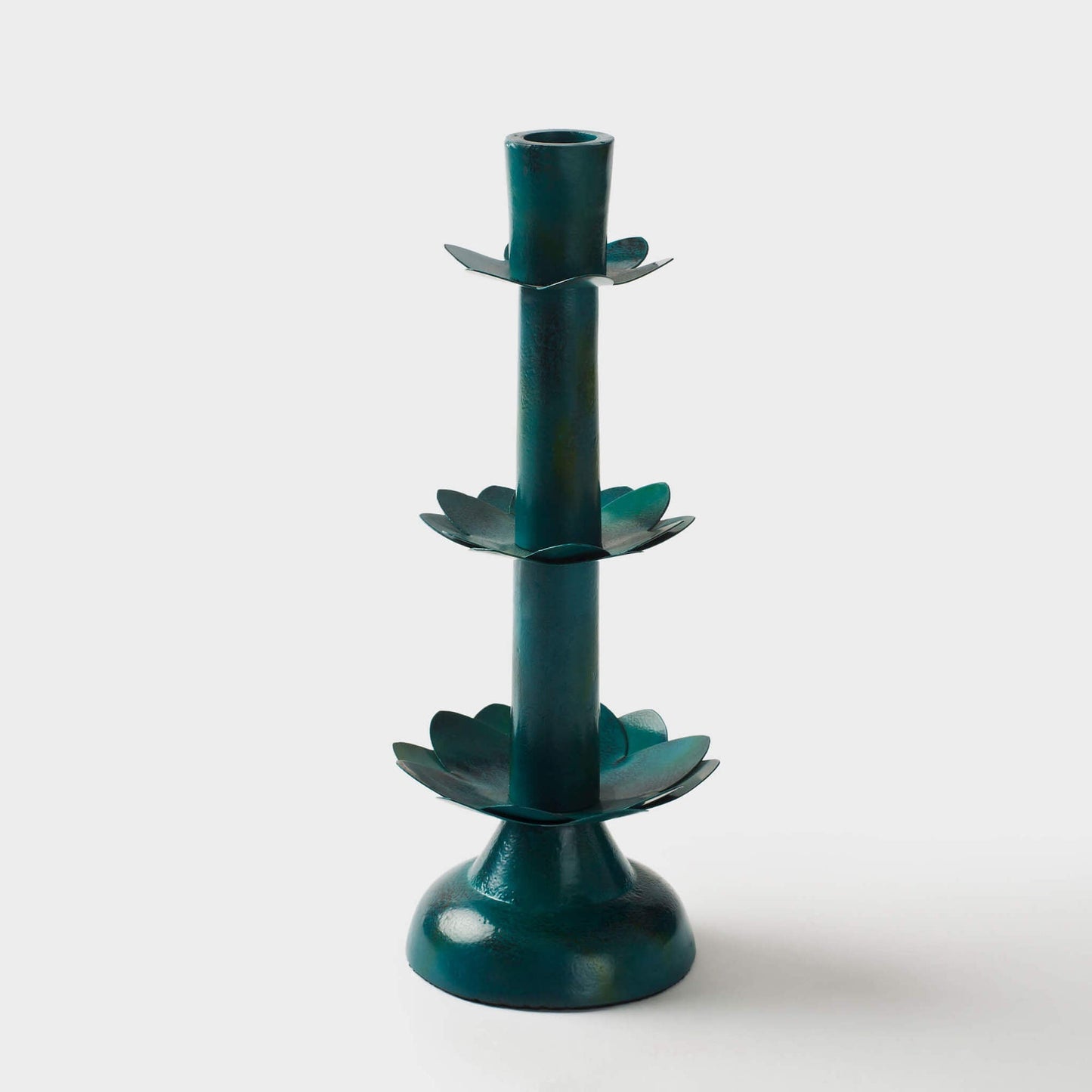Lotus Bloom Tapered Aluminum Candleholder
