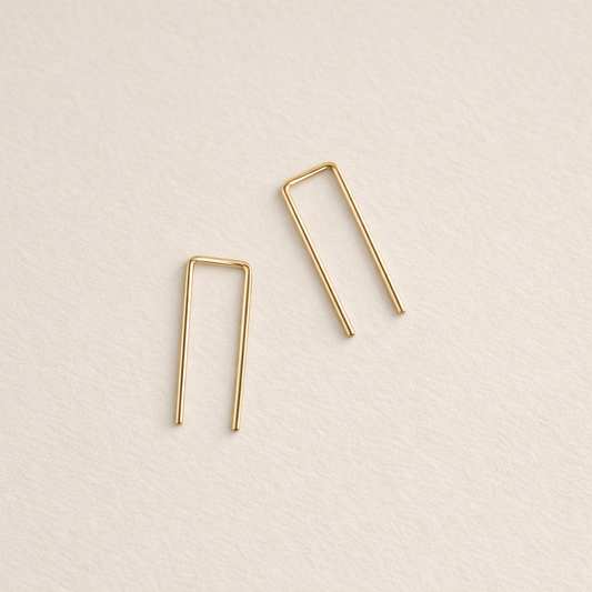 Tiny Staple Threader Earrings | Gold Fill