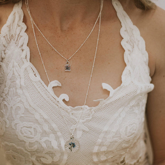 Gold Fern Necklace | Tiny Square Pendant