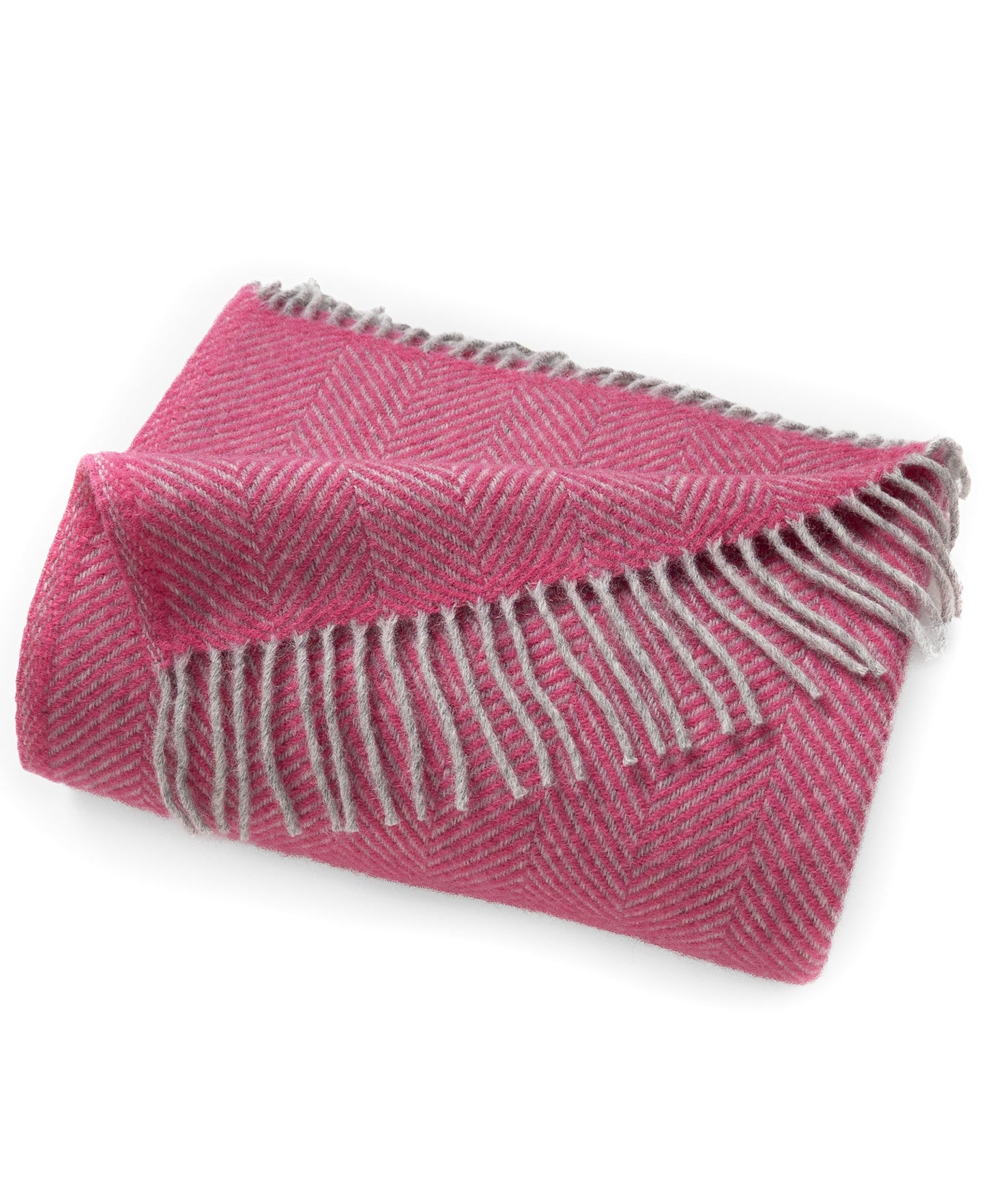 Highland Tweeds Herringbone  Pure New Wool Throw - Magenta Pink