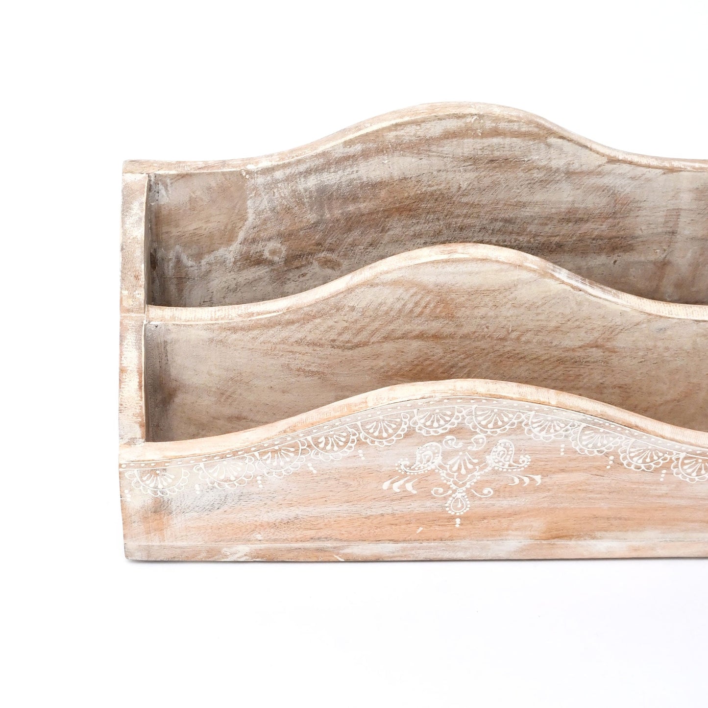 Desk Organiser | Handmade | Mango Wood | Whitewash
