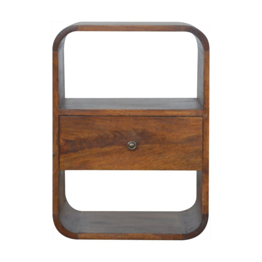 Solid Wood Chestnut Curved Edge Nightstand