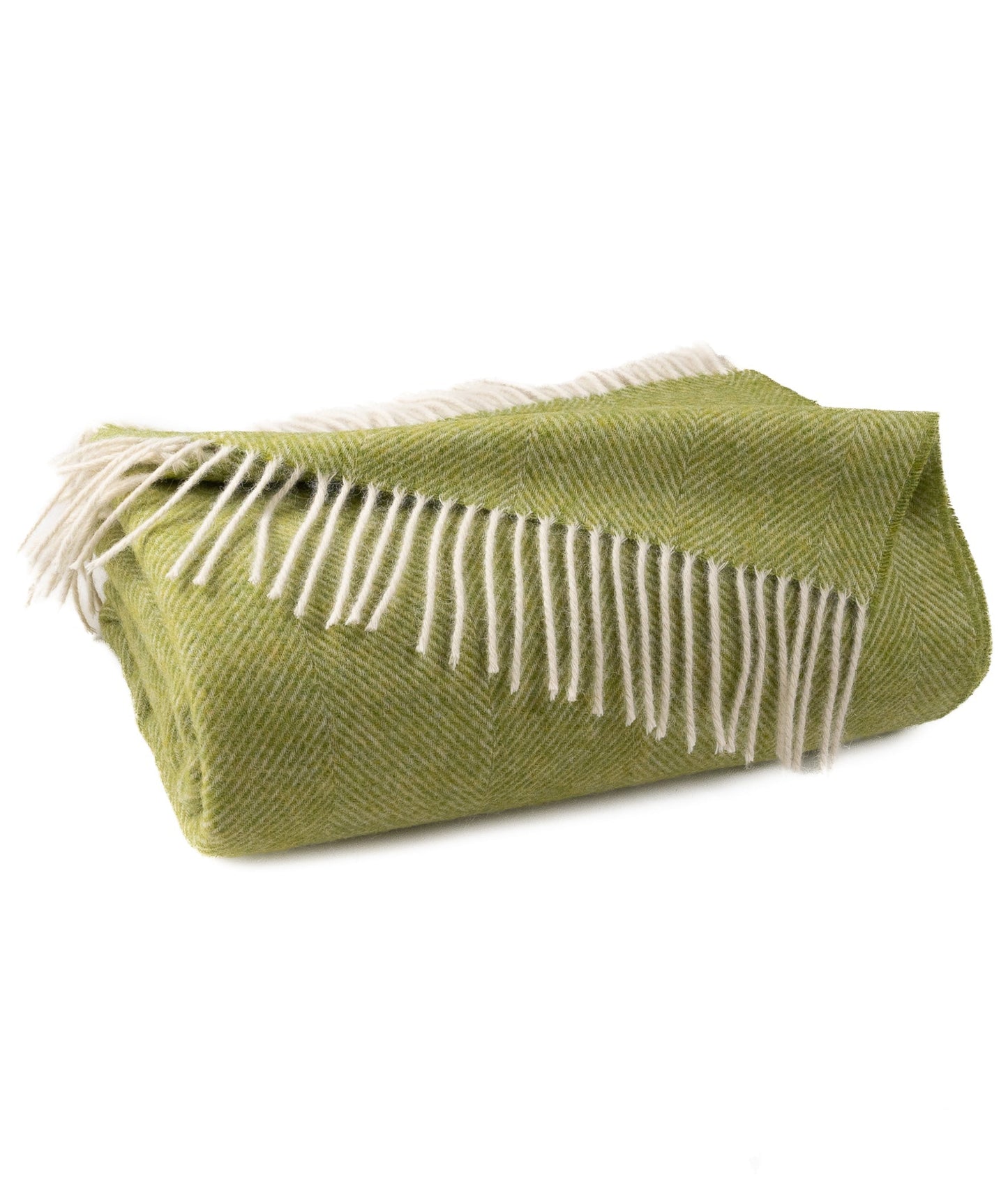 Southampton Home Shetland Lambswool Herringbone Throw – Lime
