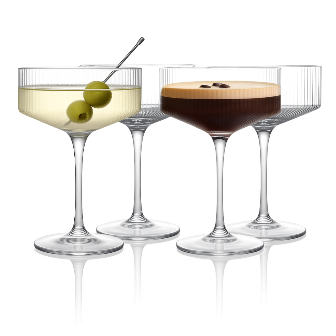 Clear Ribbed Martini Coupe Glass