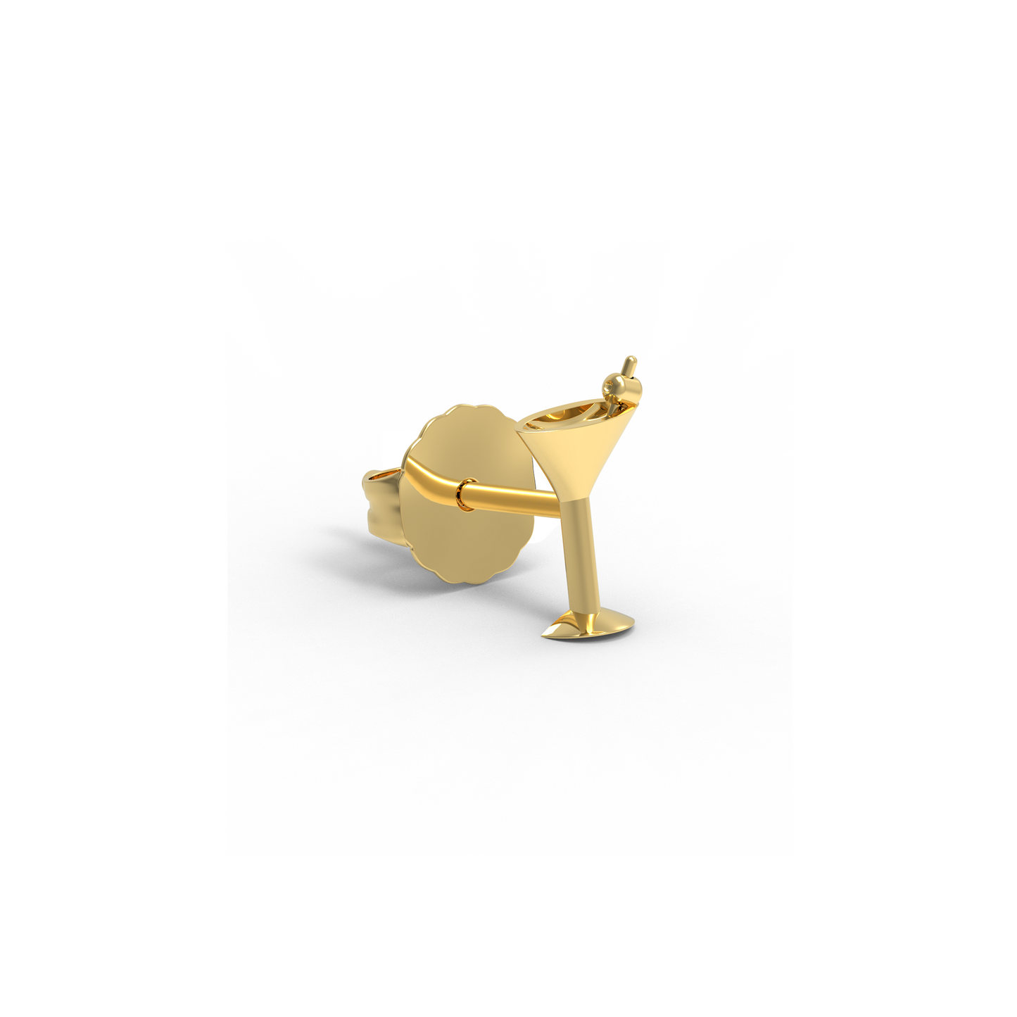 14K Yellow Gold Martini Stud