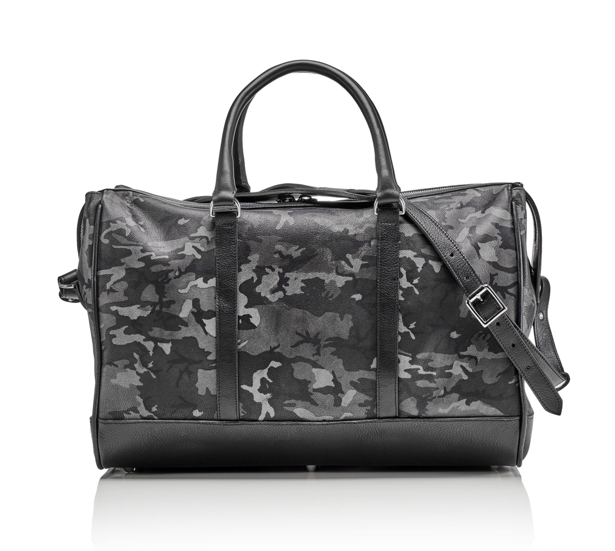 Wanderlust Leather Weekender - Grey Camo