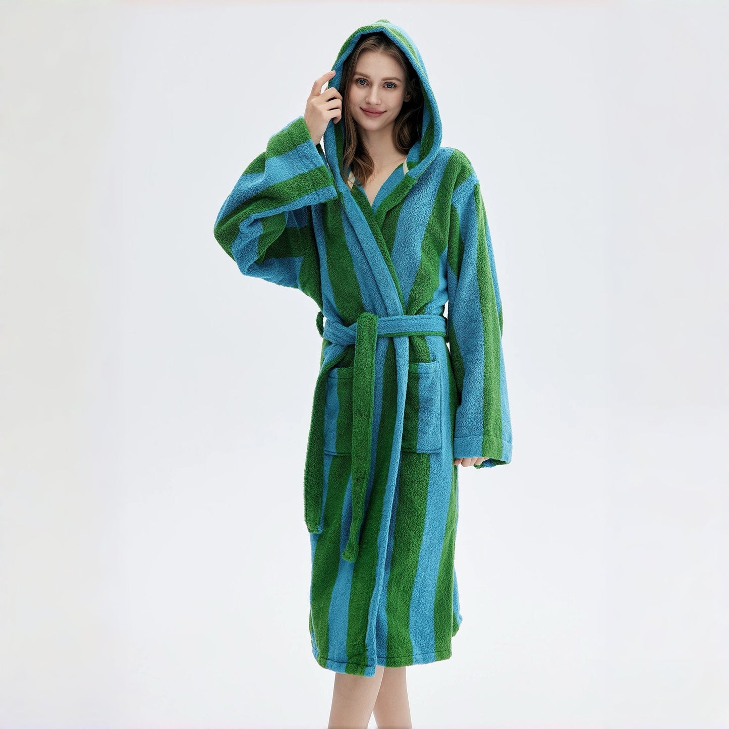 Ultra Soft Retro Whimsical Stripe Bath Robe