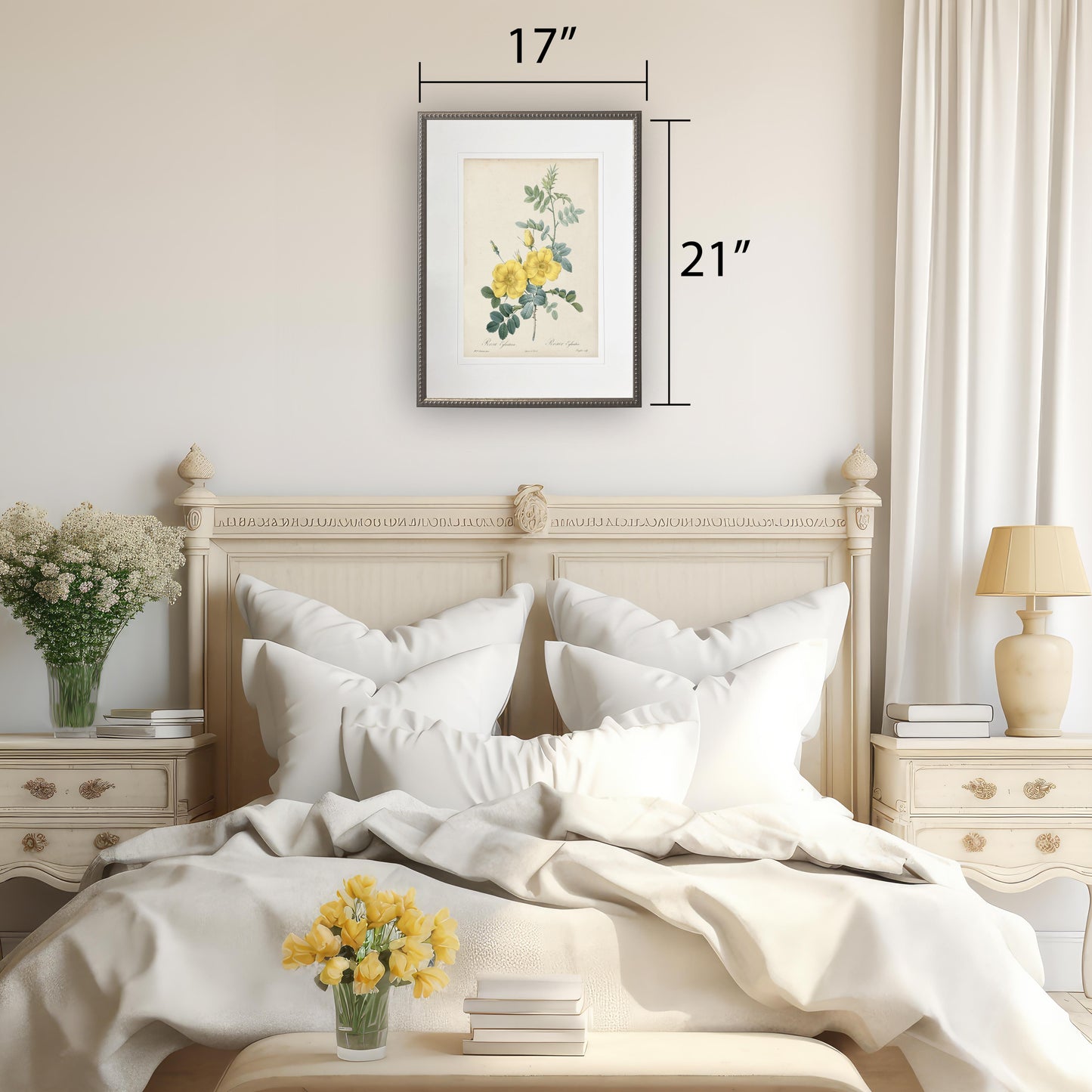 Botanical Print with Beaded Pewter Frame