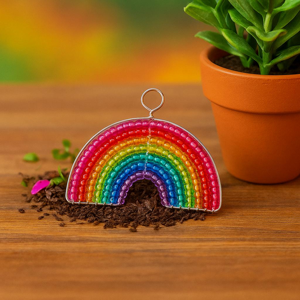 Handmade Beaded Rainbow Keyring – Haitian Artisan Keychain. (Set of 6)