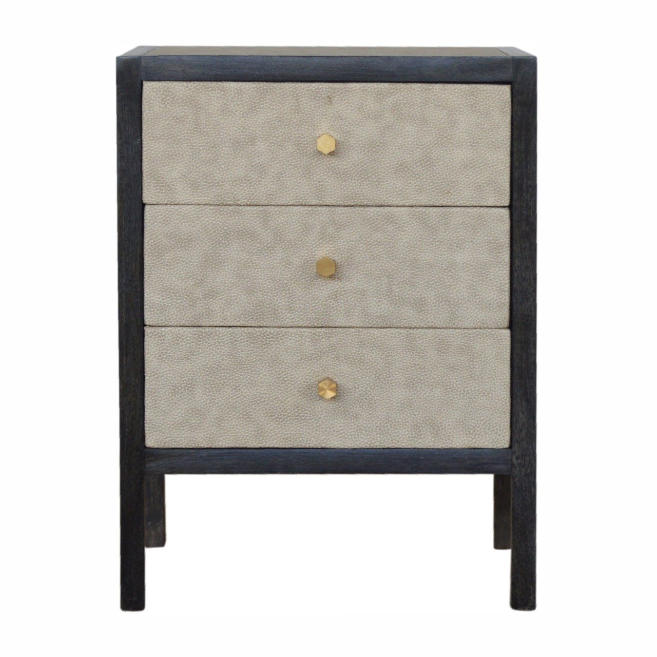 Solid Wood Faux Leather Nightstand