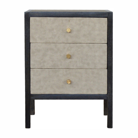Solid Wood Faux Leather Nightstand