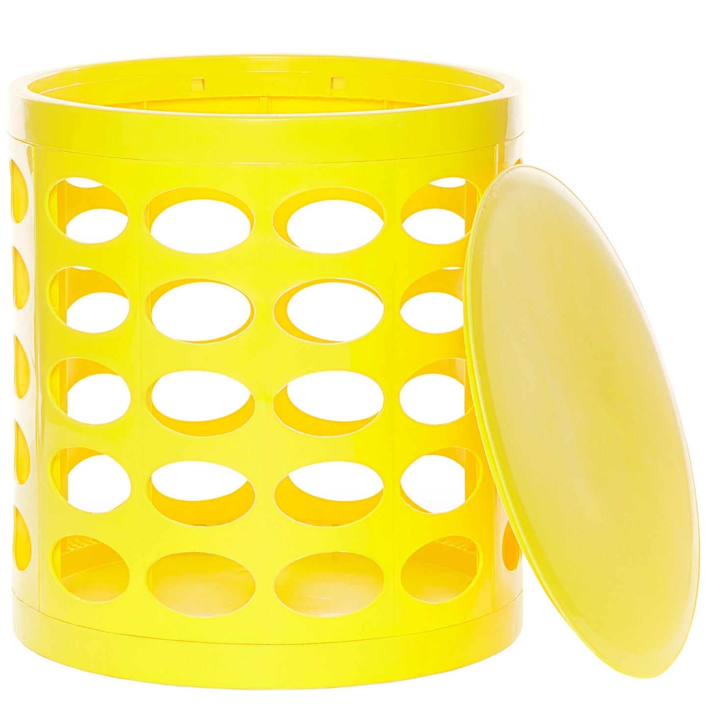 Otto Storage Stool | Round Plastic Storage Ottoman with Oval Perforated Pattern