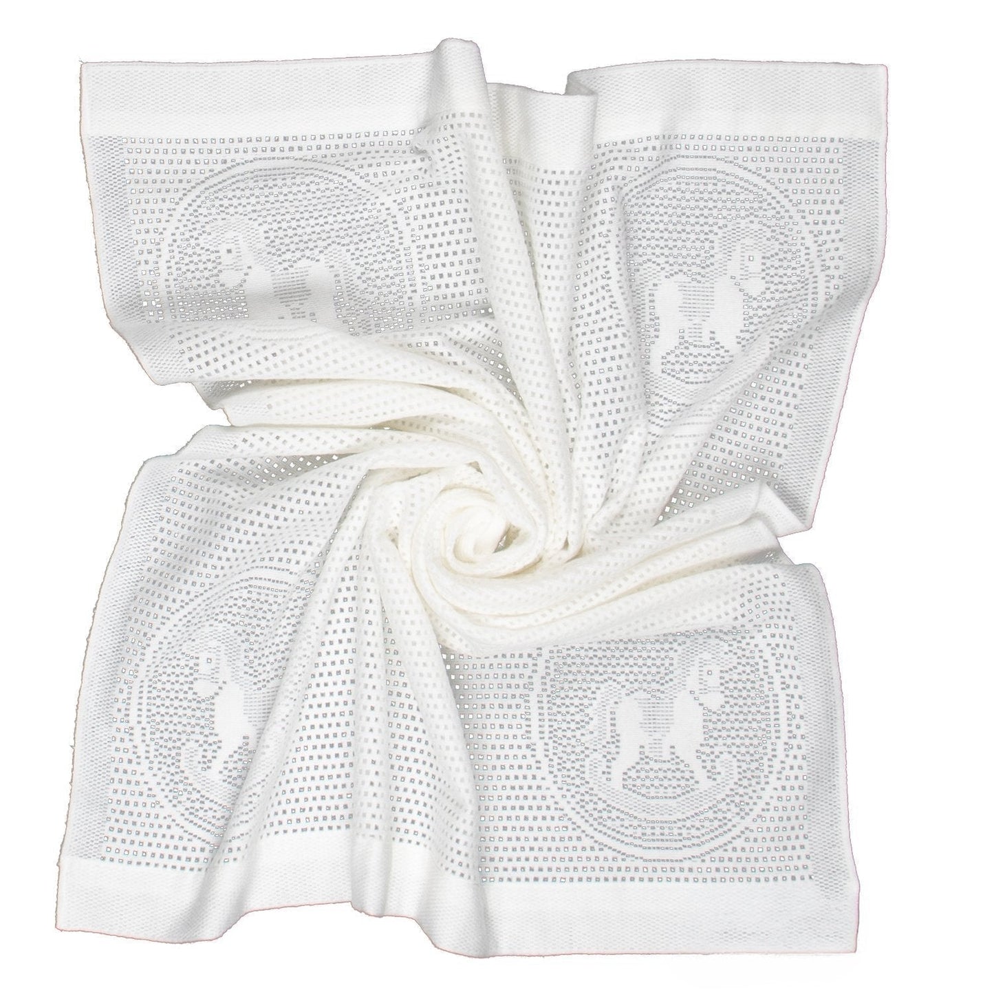 Southampton Home Lace Weave Rocking Horse Baby Blanket - White