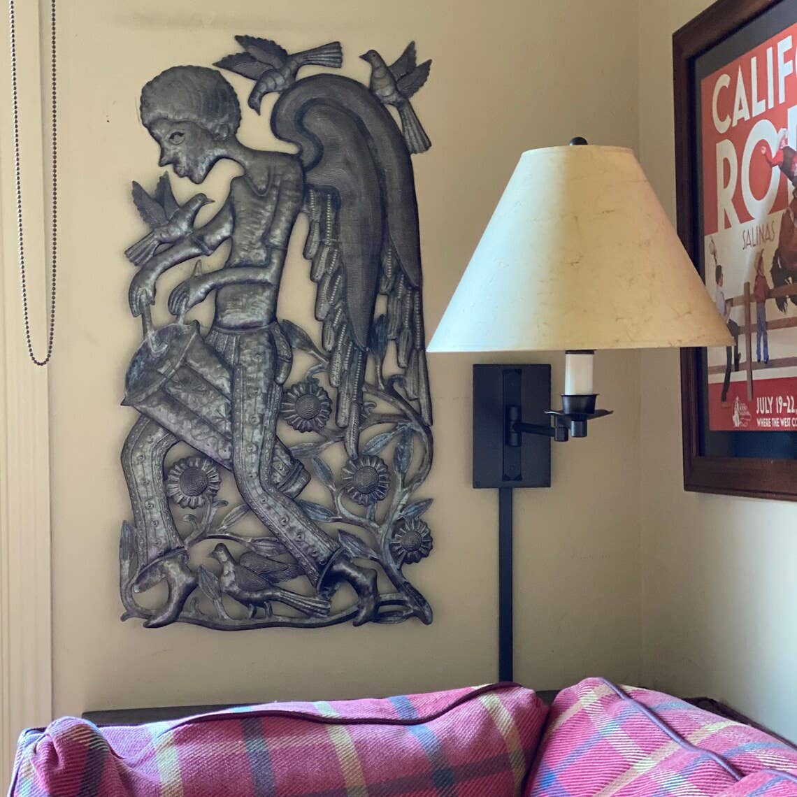 Angel Boy Playing Drum, Haitian Metal Art 18" X 34"