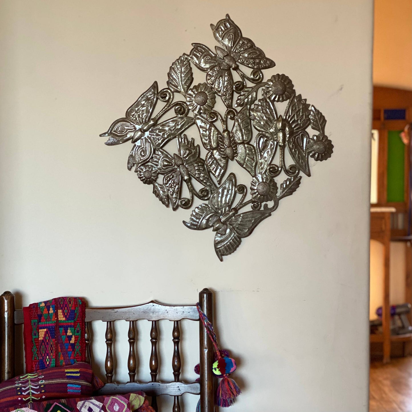 Butterfly, Spring, Metal Wall Art, Haitian Art, 17.25"