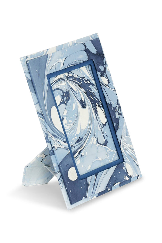 Hand-Marbled Picture Frame in Ocean Wave, 4x6