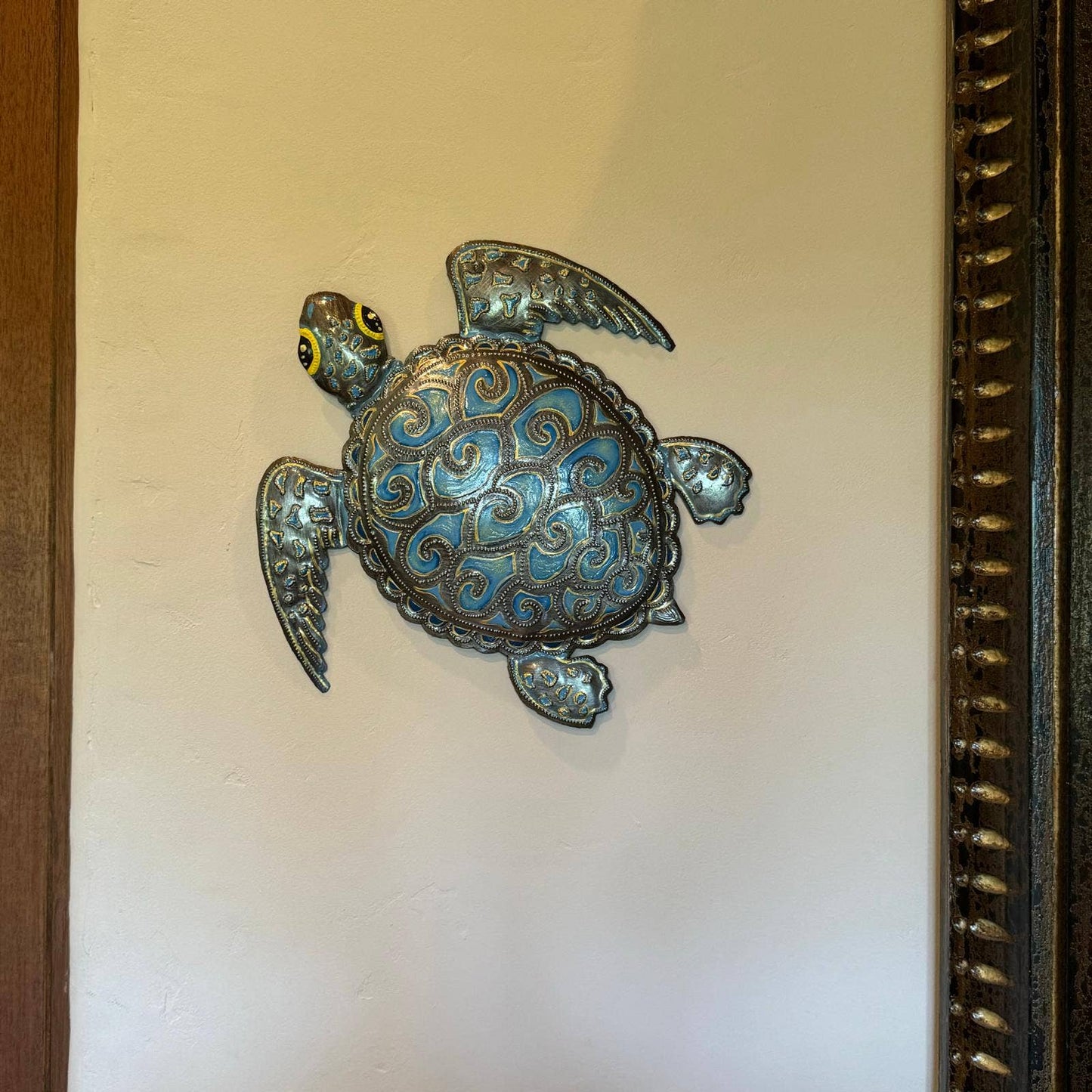 Painted Turtle Turquoise 11.5"  Wall Hanging Art from Haiti