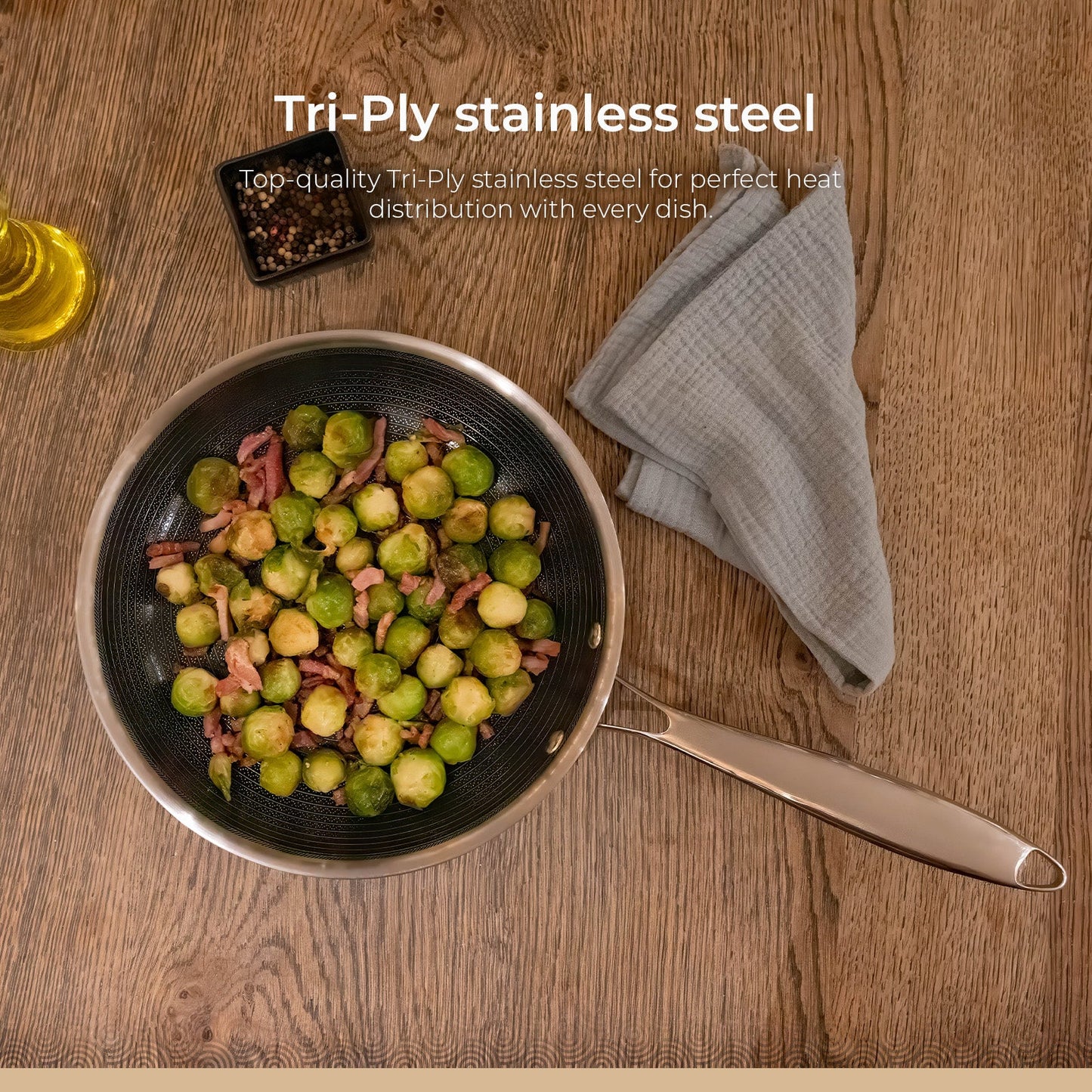 BE | LIVING - Circlad Series - 10” / 26 cm Frying Pan - Triply Stainless Steel Circlad