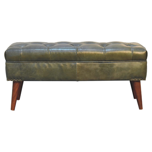 Solid Wood Harbour Leather Upholstered Bench