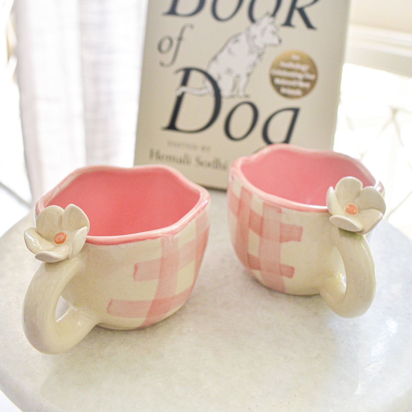 Handmade Ceramic Cups - Daisy (Pink), 200ml