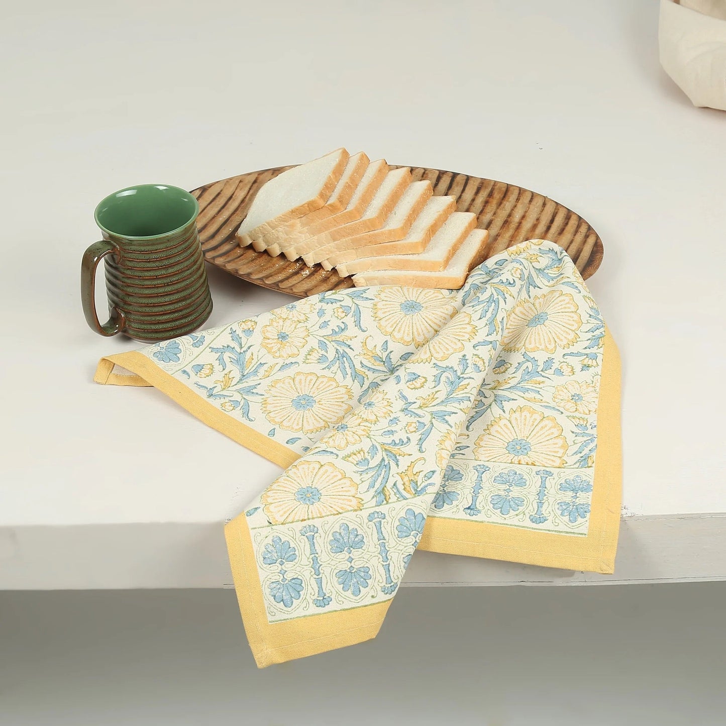 Hand Block Printed Cotton Kitchen Towels | 27″ × 19″ | Set of 2 | Fair Trade | STREAMLINE