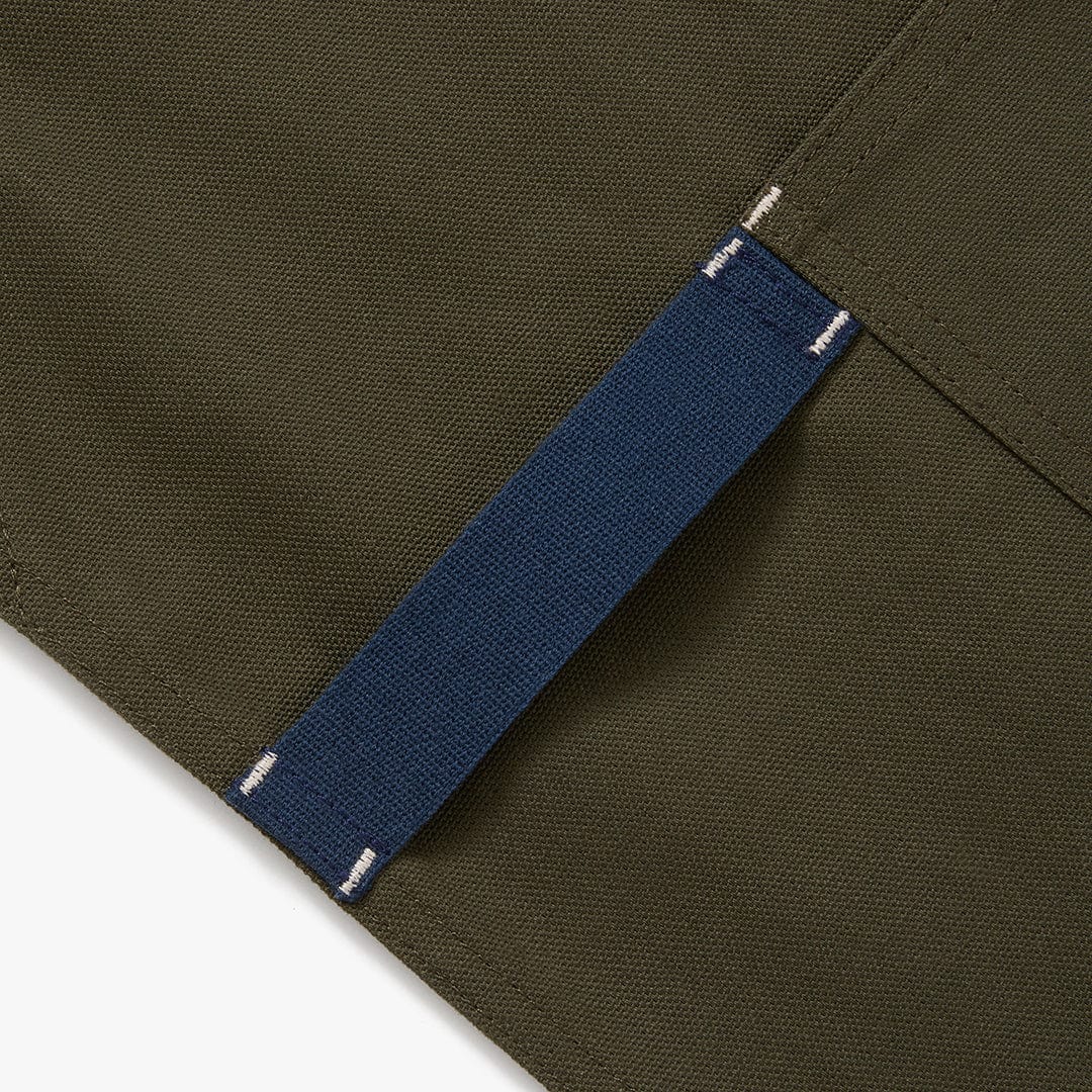 The All Day Crossback Apron - Olive Green Navy Straps