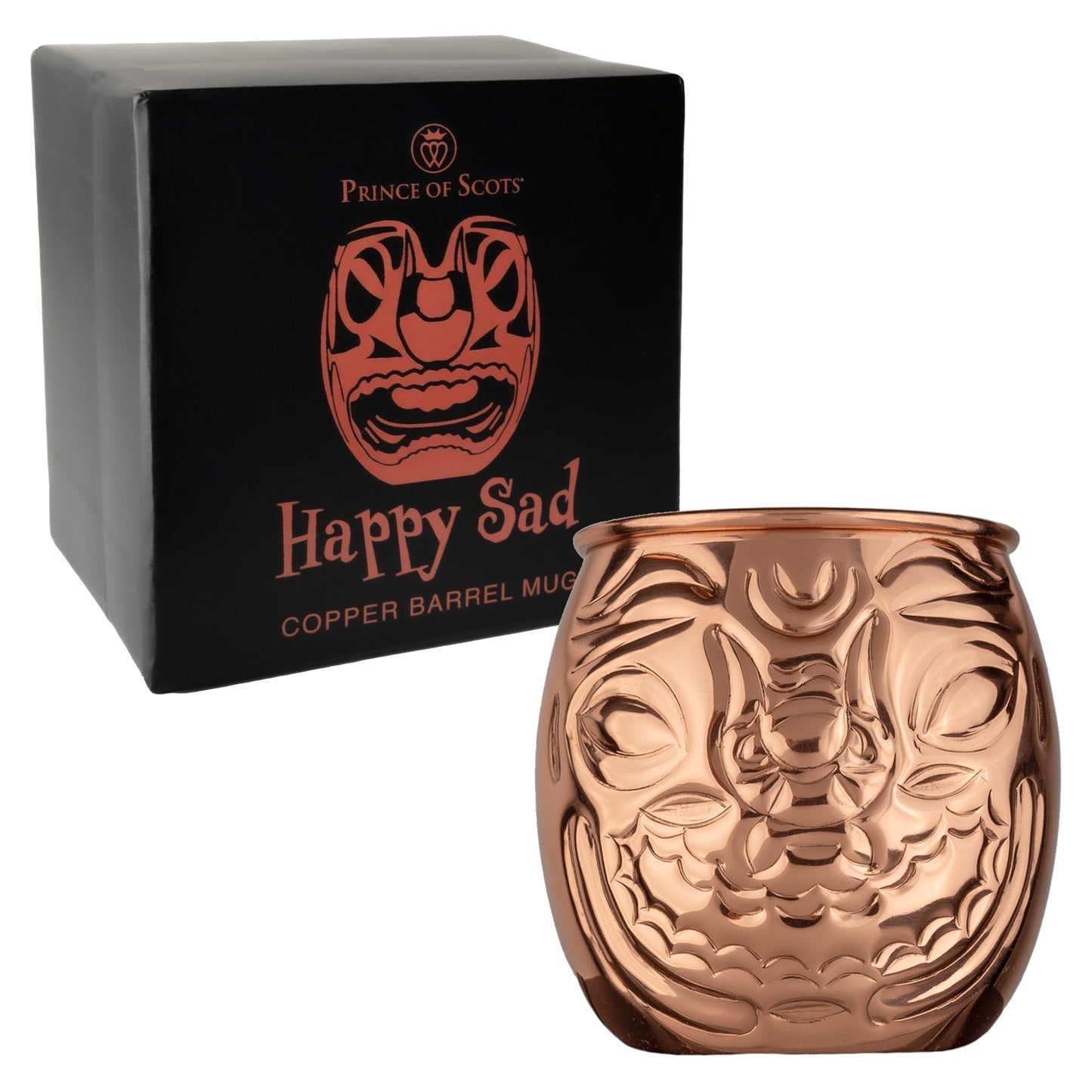 Happy/Sad Copper Barrel Tiki Mug