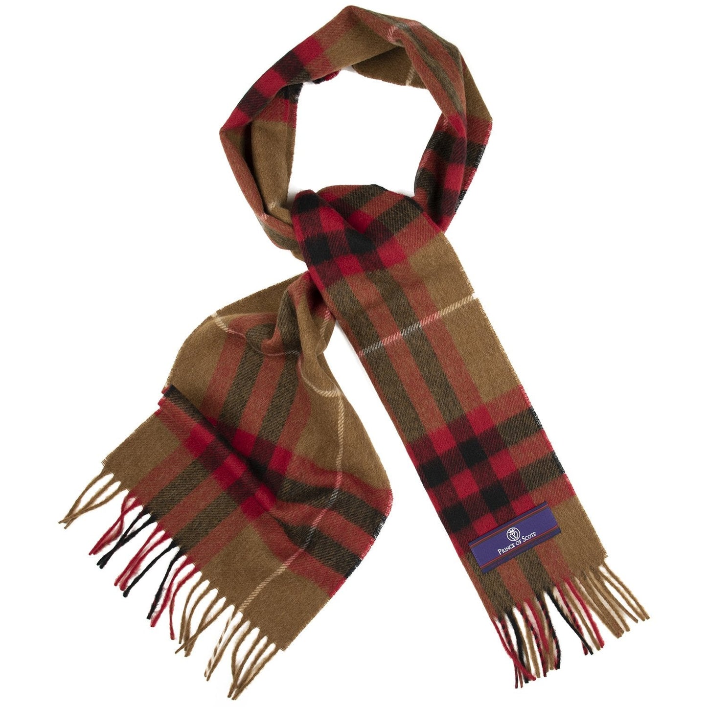 Heritage Plaid Fringed Merino Wool Scarf - Cambridge Camel