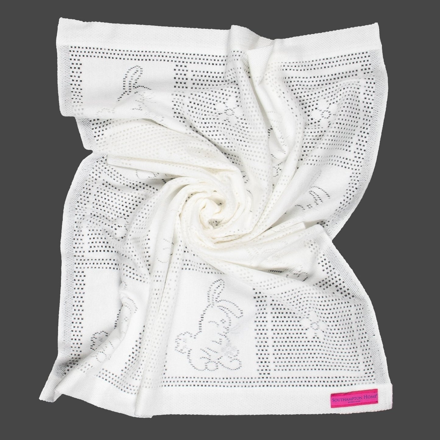 Southampton Home Lace Weave Bunny Baby Blanket ~ White ~