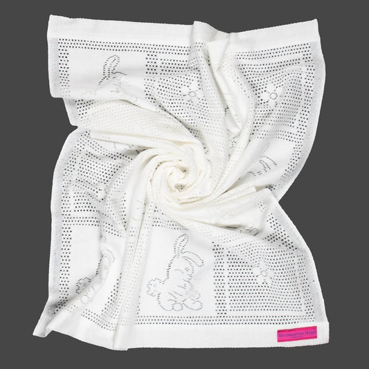 Southampton Home Lace Weave Bunny Baby Blanket ~ White ~