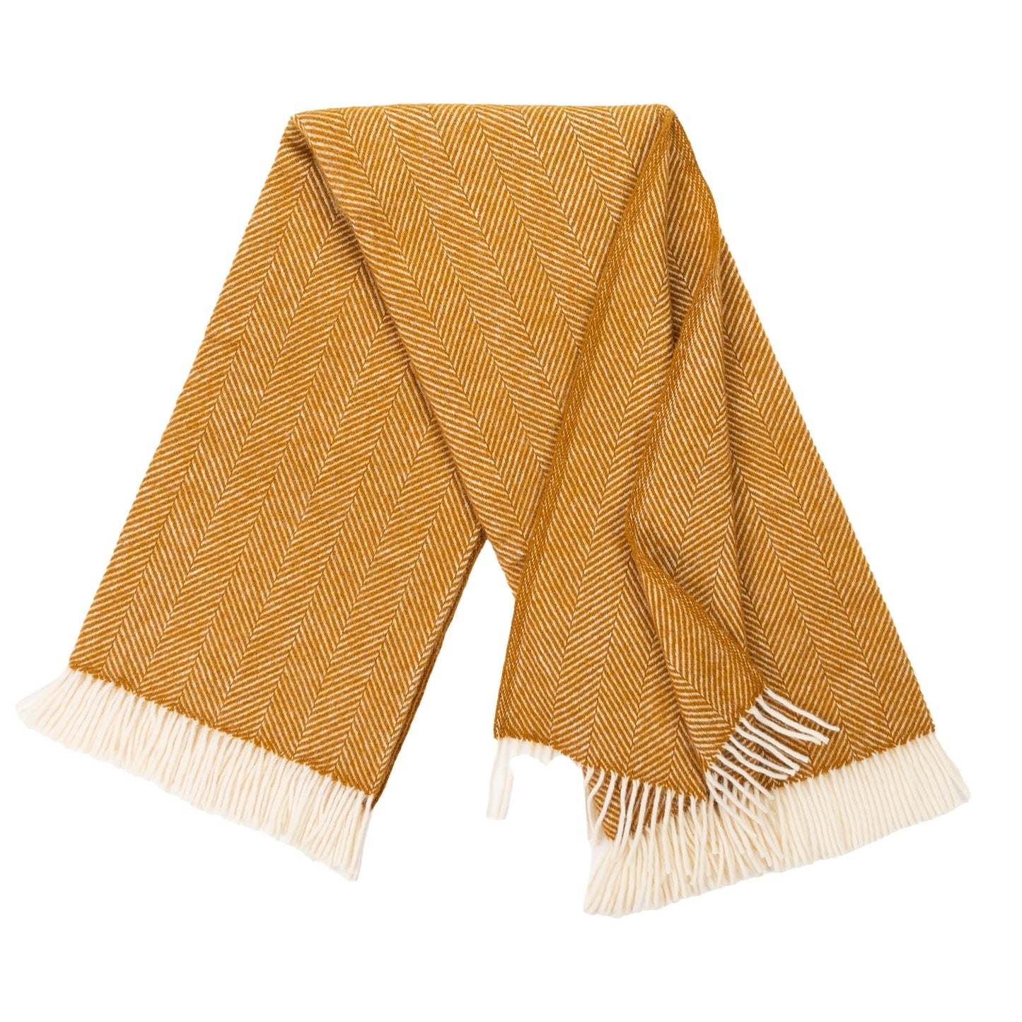 Highland Tweeds Herringbone Pure New Wool Throw - Whiskey
