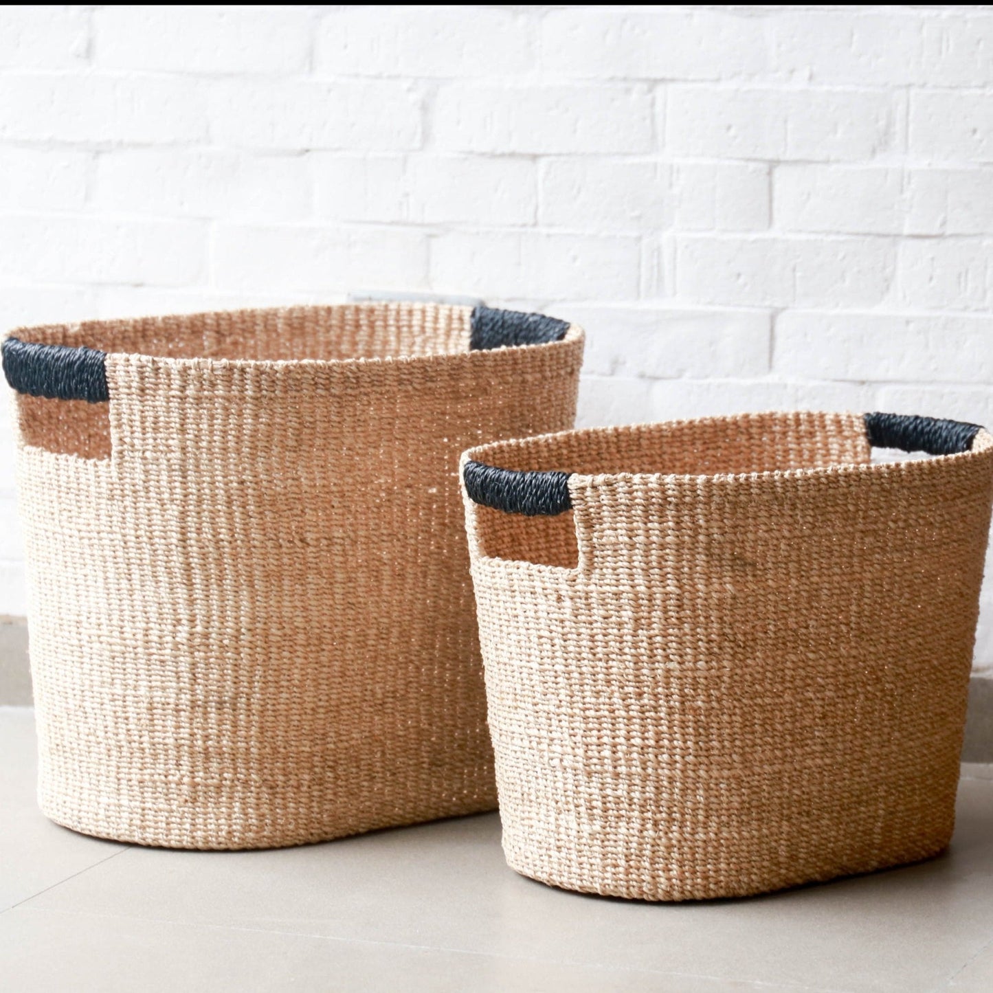 S/2 Black Oval Storage Baskets