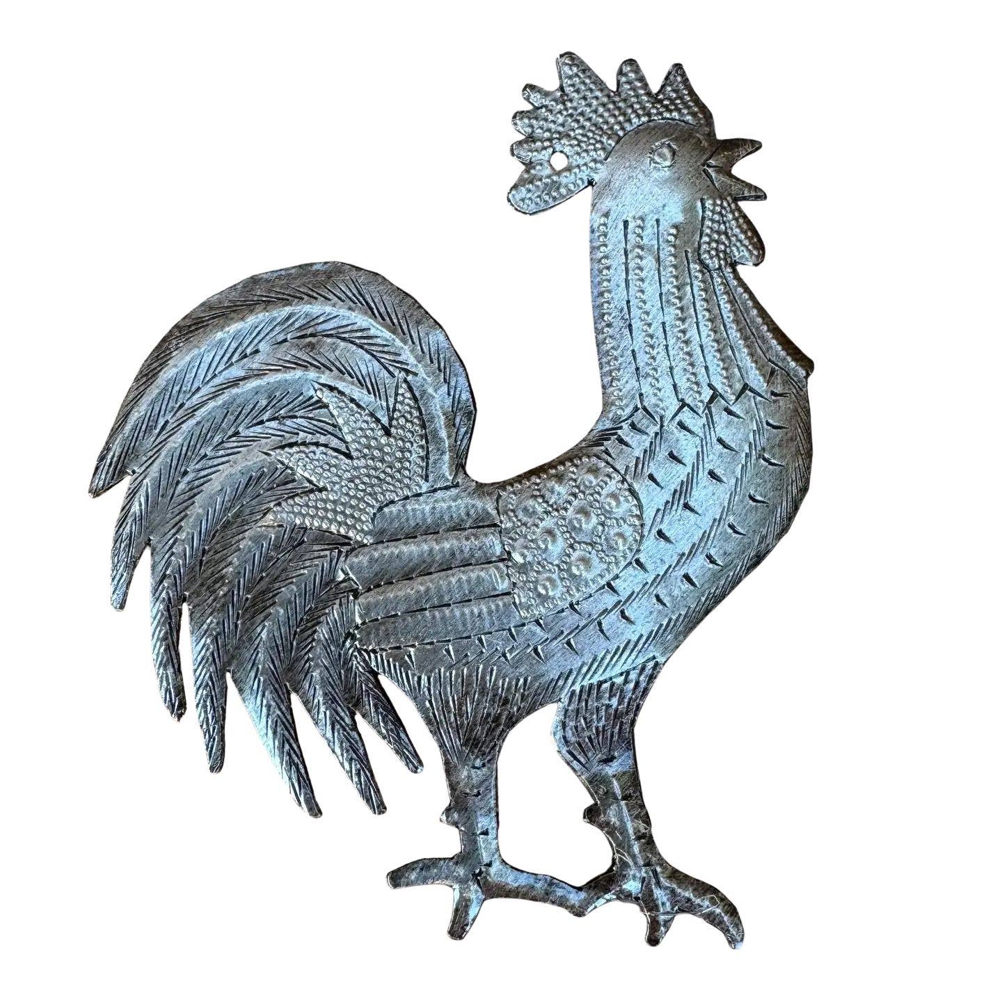 Farm Rooster, Handmade Christmas Ornament, Haiti  5" x 4.25"