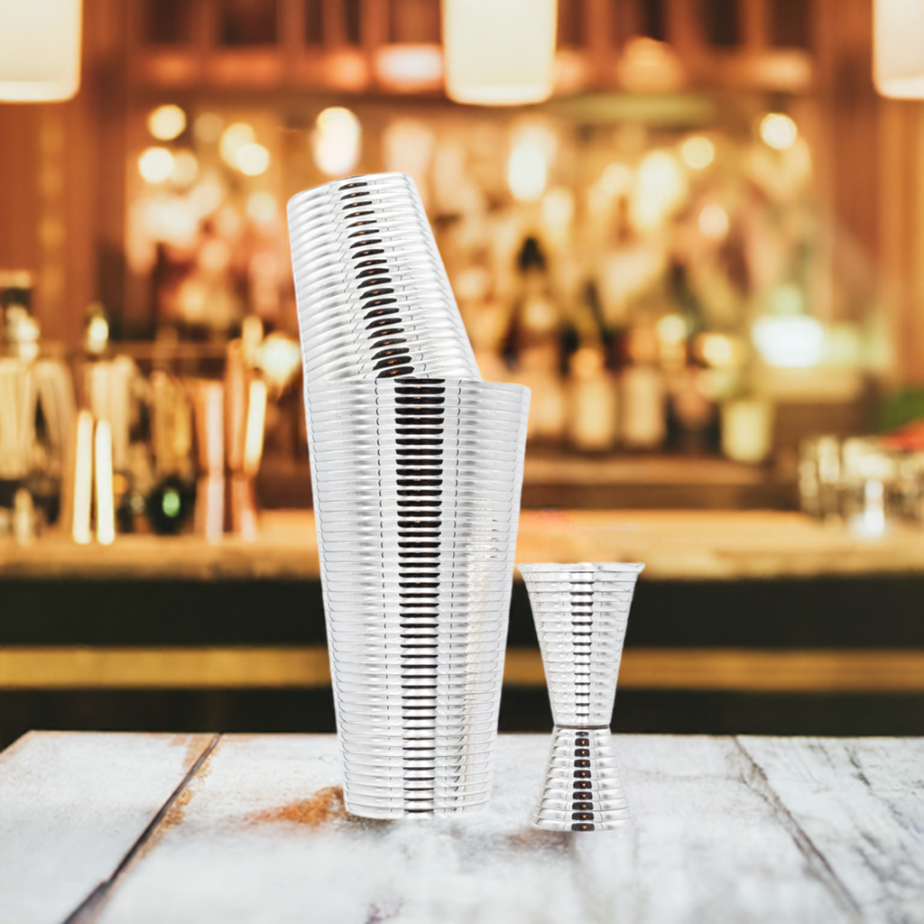 Fluted Silver 3-Piece Cocktail Shaker Set