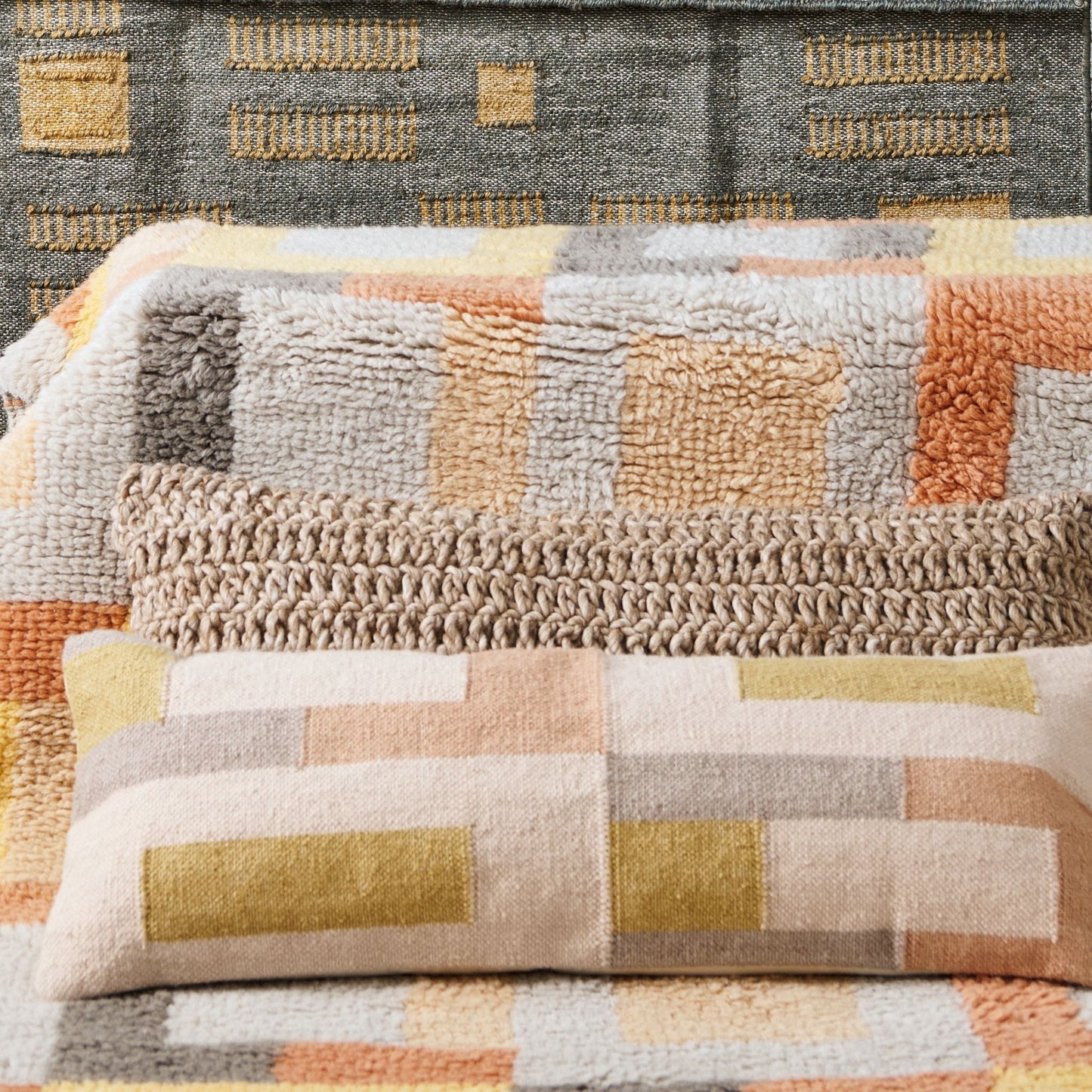 Shale Hand Woven Pastel Color Large Geometric Lumbar Pillow