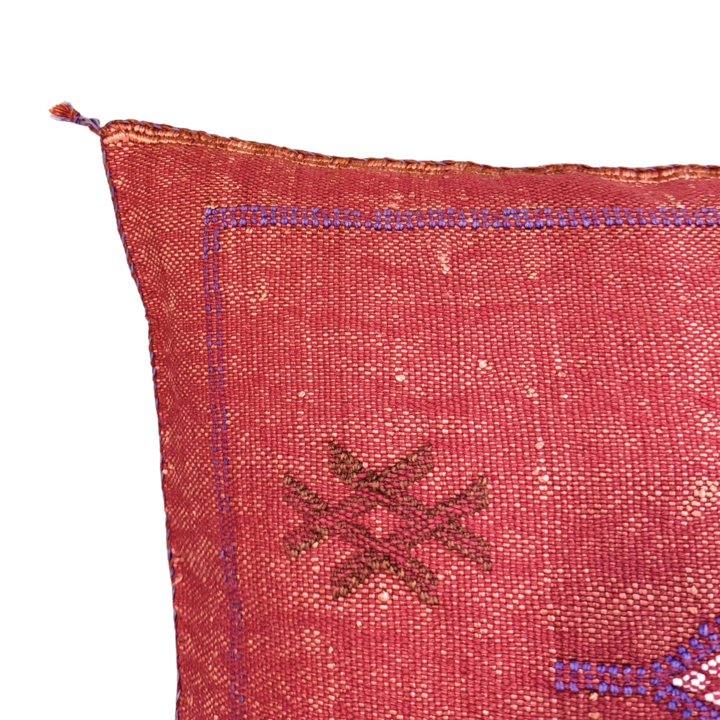 Red Sabra Cactus Silk Kilim Pillow Cover | Handwoven Moroccan Home Decor