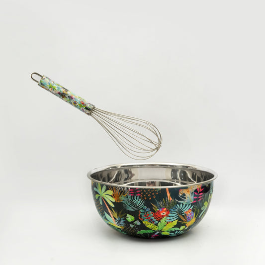 Rainforest Bloom Bowl & Whisk Stainless Steel Mixing Set