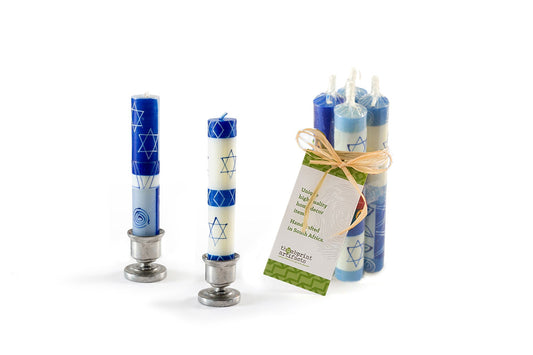 Shabbat Star of David Painted Candles