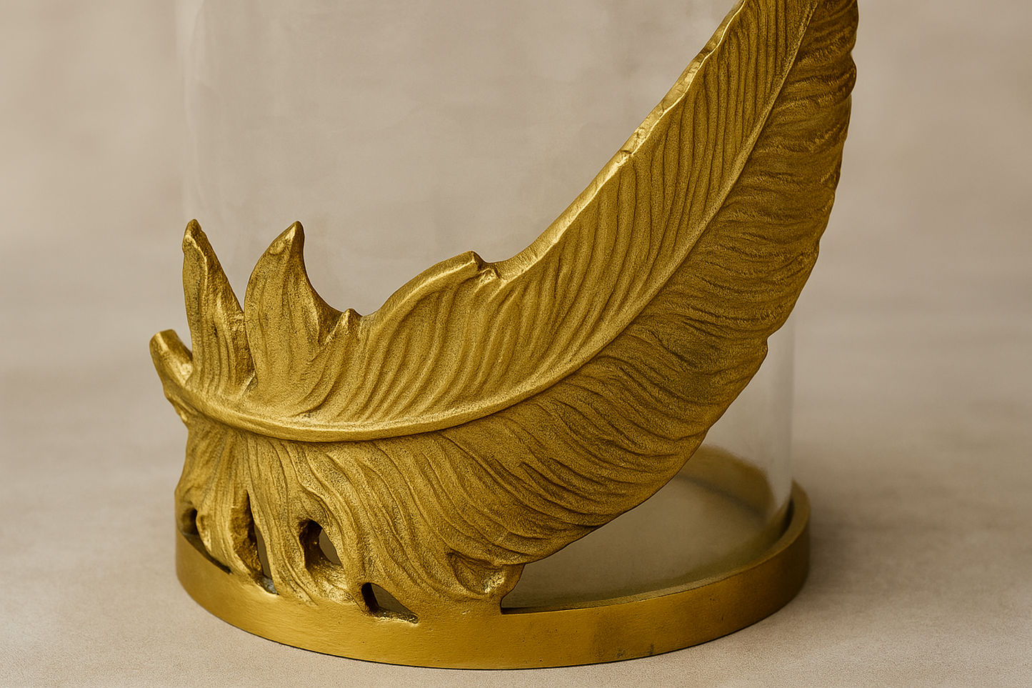 Raíz Studio Fleather Glow Candle Holder – Hand-Cast Gold Metal & Glass Votive Holder