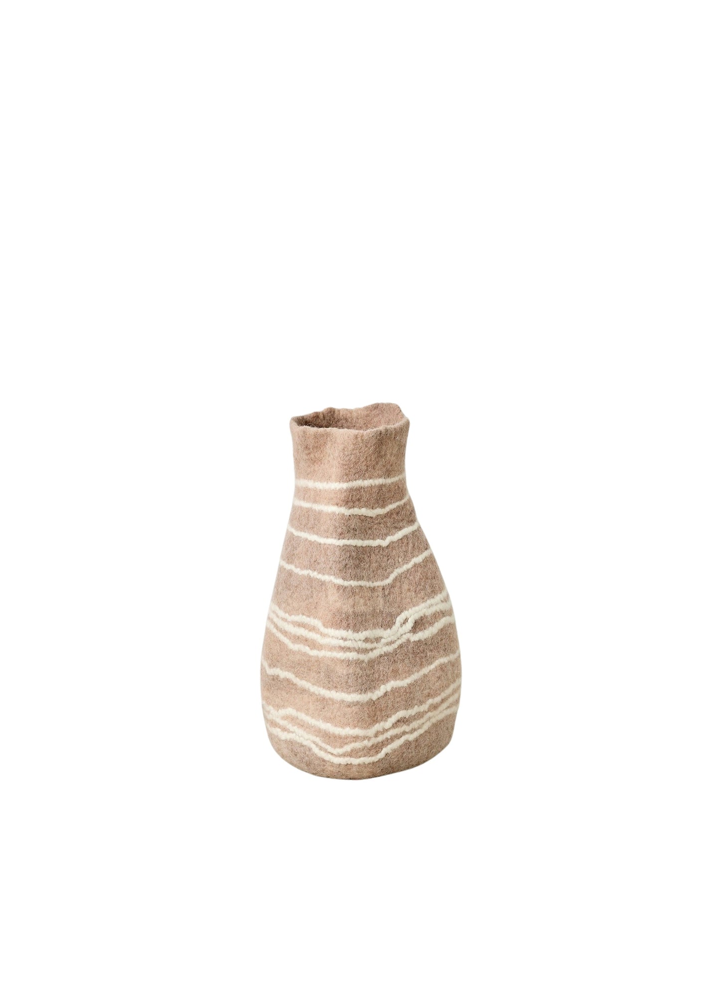 Tribal Lines Dusty Rose Pink Wool Gourd Basket
