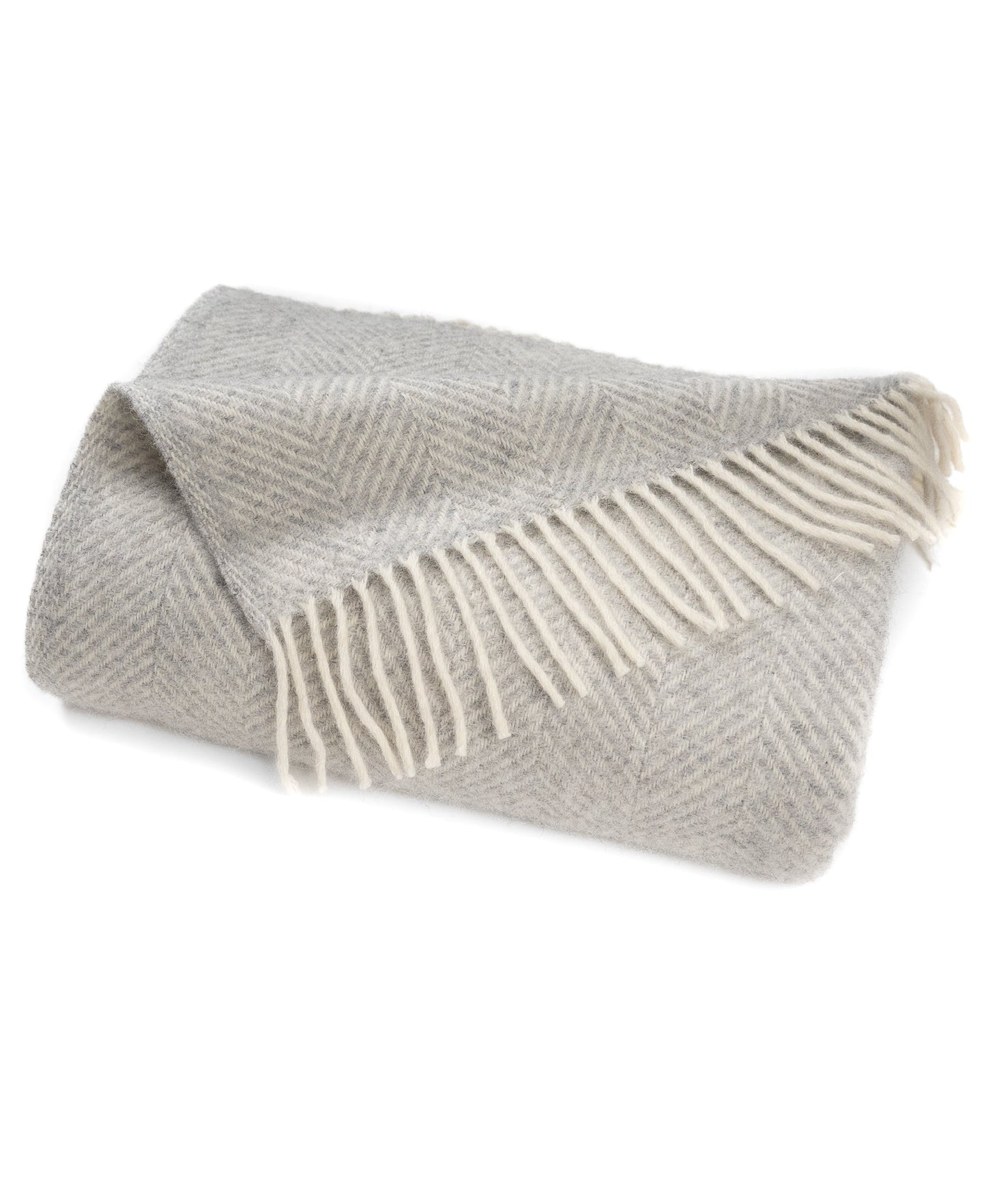 Highland Tweeds Herringbone  Pure New Wool Throw - Silver
