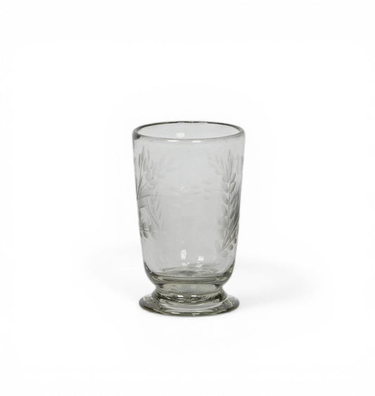 Hand-etched Blown Footed Glass