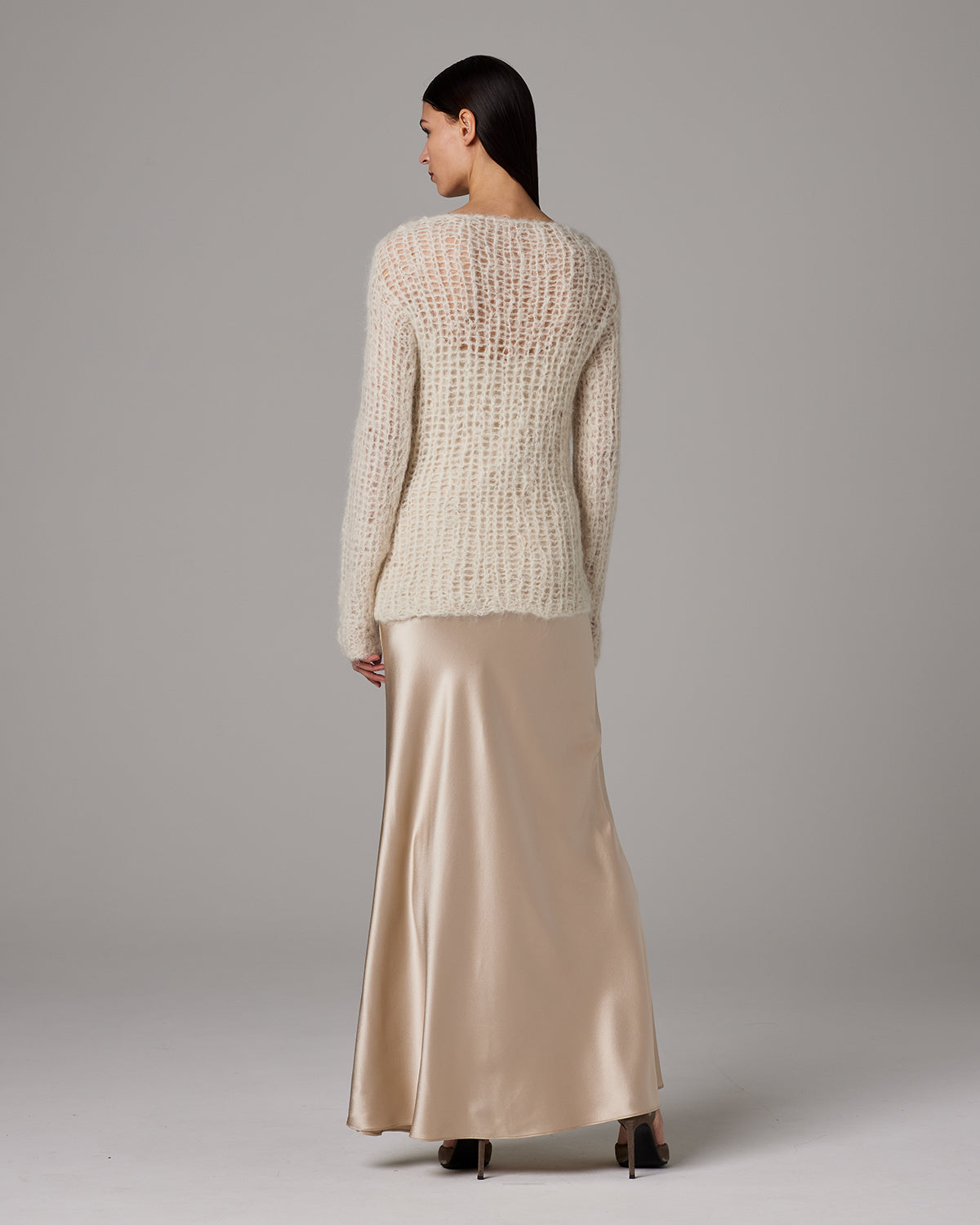 Open Mesh Boatneck Sweater
