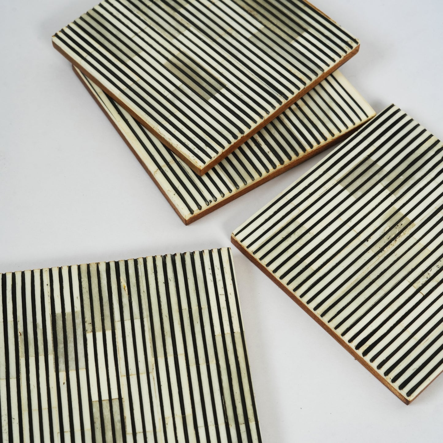 Pinstripe Inlay and Resin Coasters Set of 4