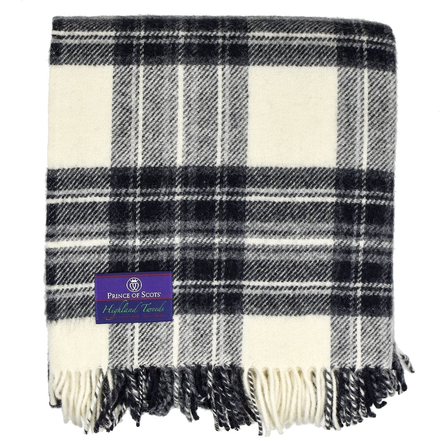 Highland Tweeds Pure New Wool Fluffy Throw - Grey Dress Stewart