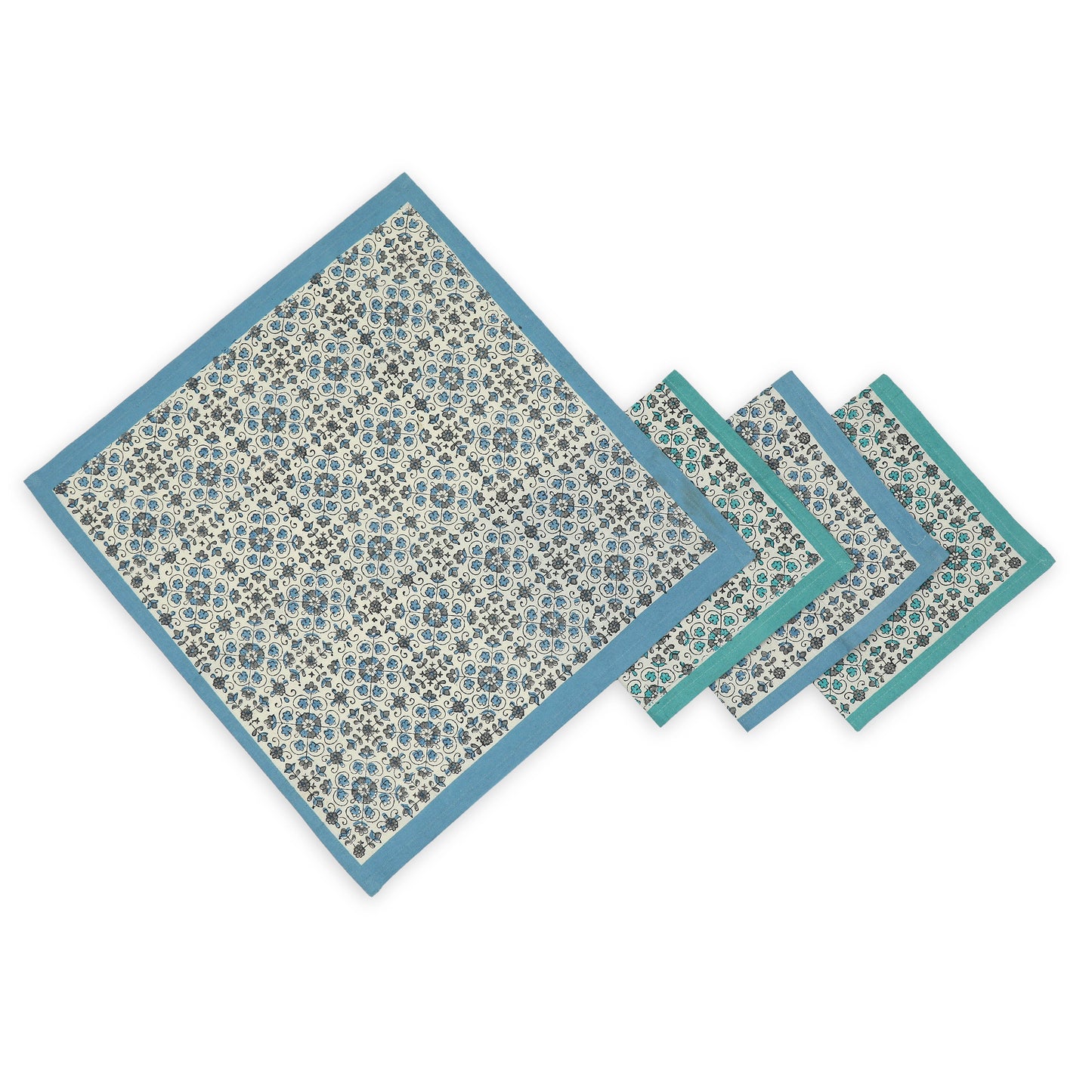 Hand Block Printed Cotton Napkins, Set of 4 | Lily