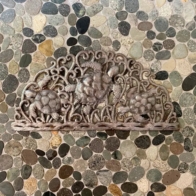 Metal Sea Turtle Arch, Handmade Wall Decor, Nautical 22"x11"